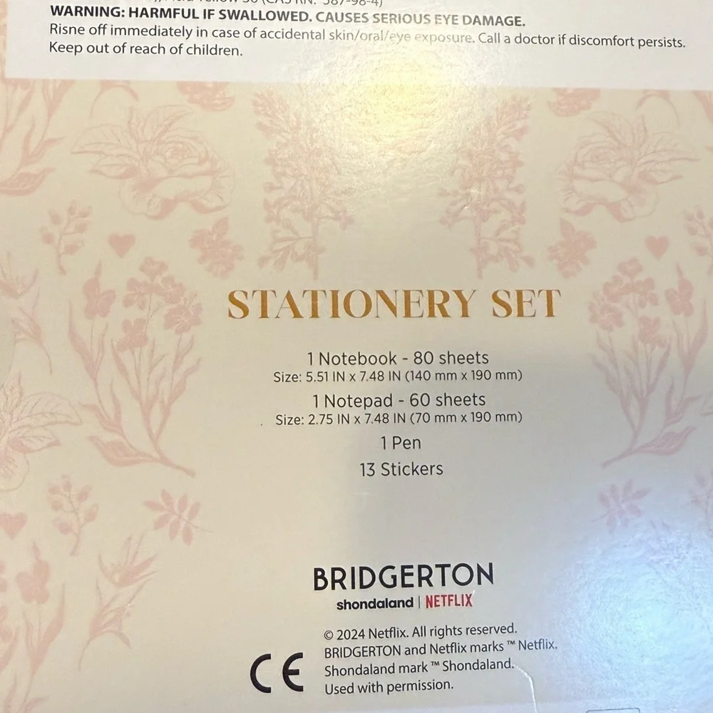 Bridgerton Stationery Notebook Ribbon Flowers and Bath Beads Set BRAND NEW
